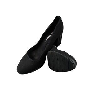 Anne Klein Black Fabric‎ Block Heel Pumps Shoes Women's Size 10